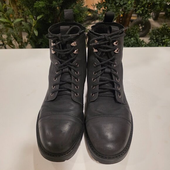 Vostey Motorcycle Casual Boots Black Leather Zipper Chukka Shoes Men's 9.5 - Picture 3 of 13